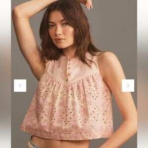 En Saison Adra Anthropologie cropped eyelet top size Large New